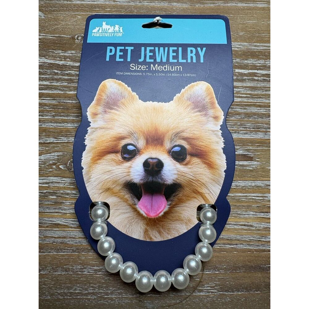 Pawsitively Fun Adjustable Plastic Medium Dog Necklace Unisex Pearl Jewelry